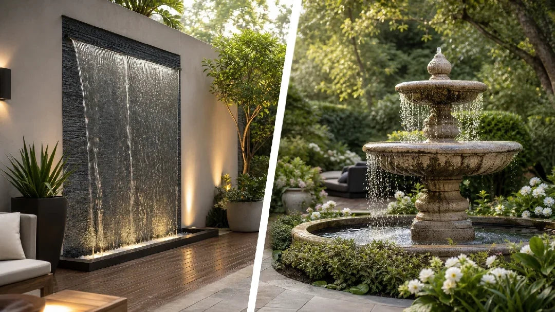 water walls vs traditional fountains