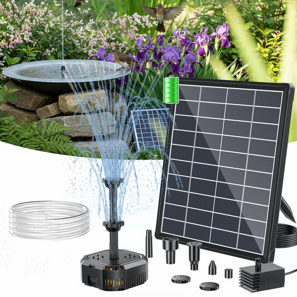SPF100 6.5W 60GPH Solar Pond Filter Fountain with Battery