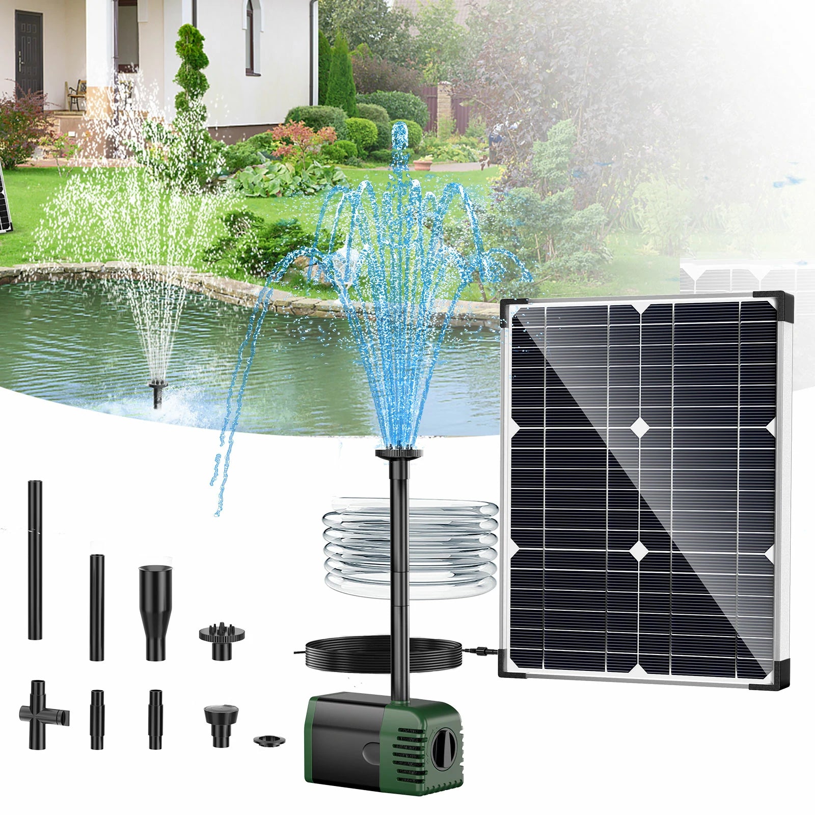 20W 280GPH Solar Fountain Pump (Green)