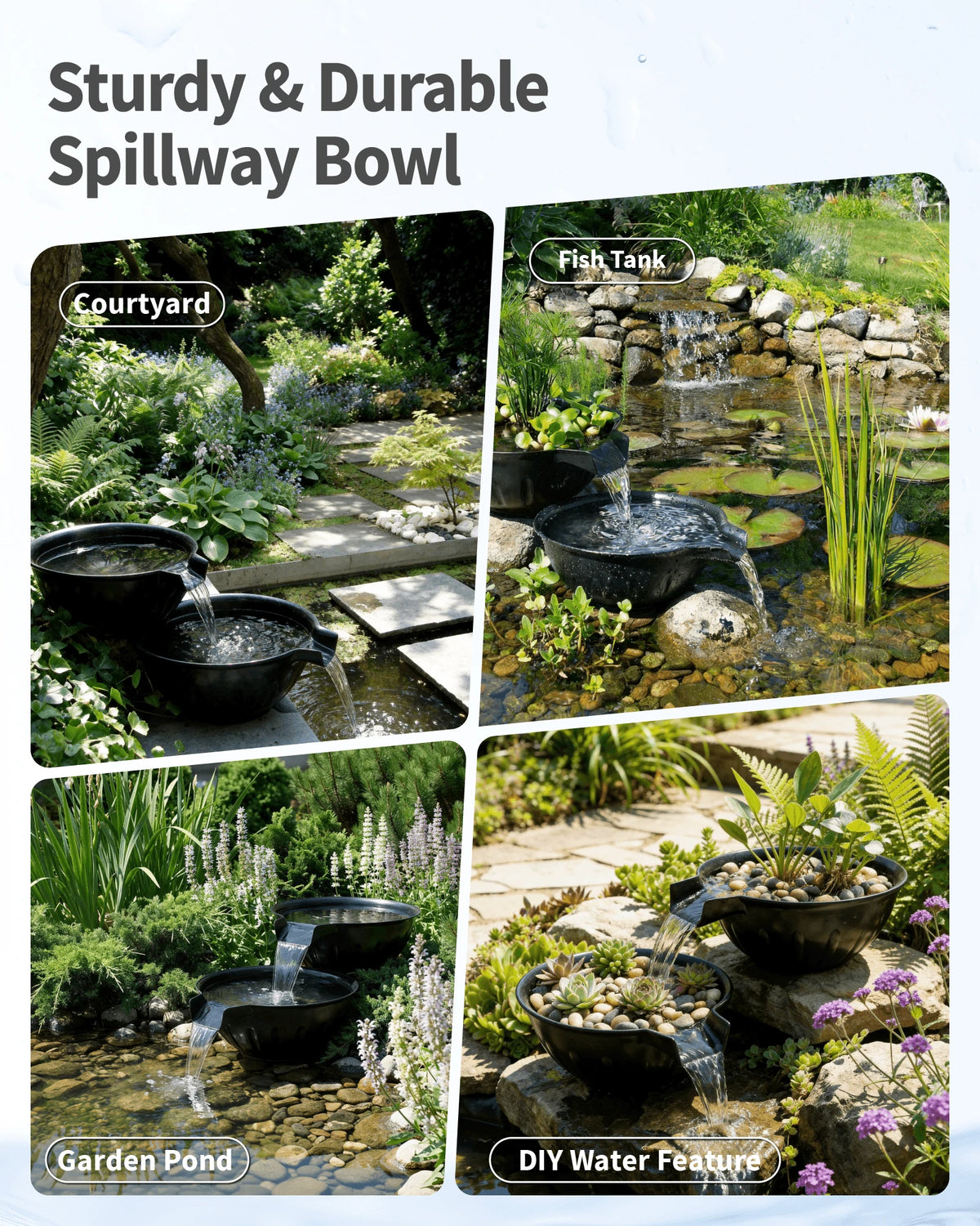 660GPH Spillway Fountain Kit with 2 Basins