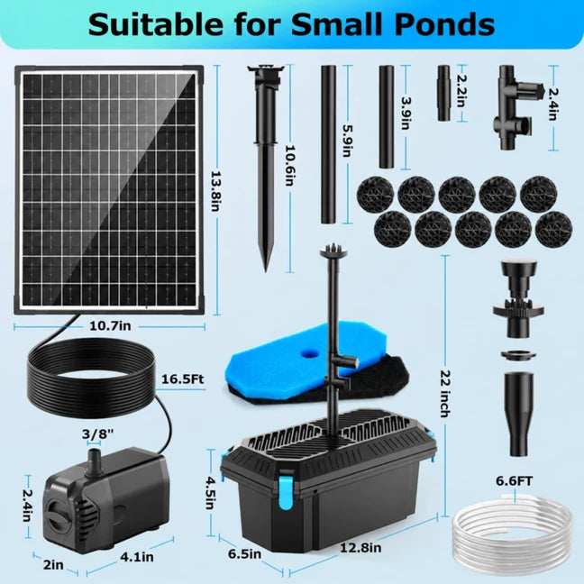 SPF326 20W 280GPH Solar Pond Filter Fountain - Poposoap