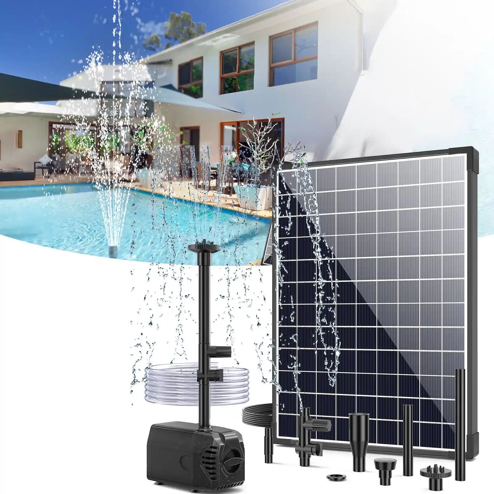 25W 300GPH Solar Fountain Pump