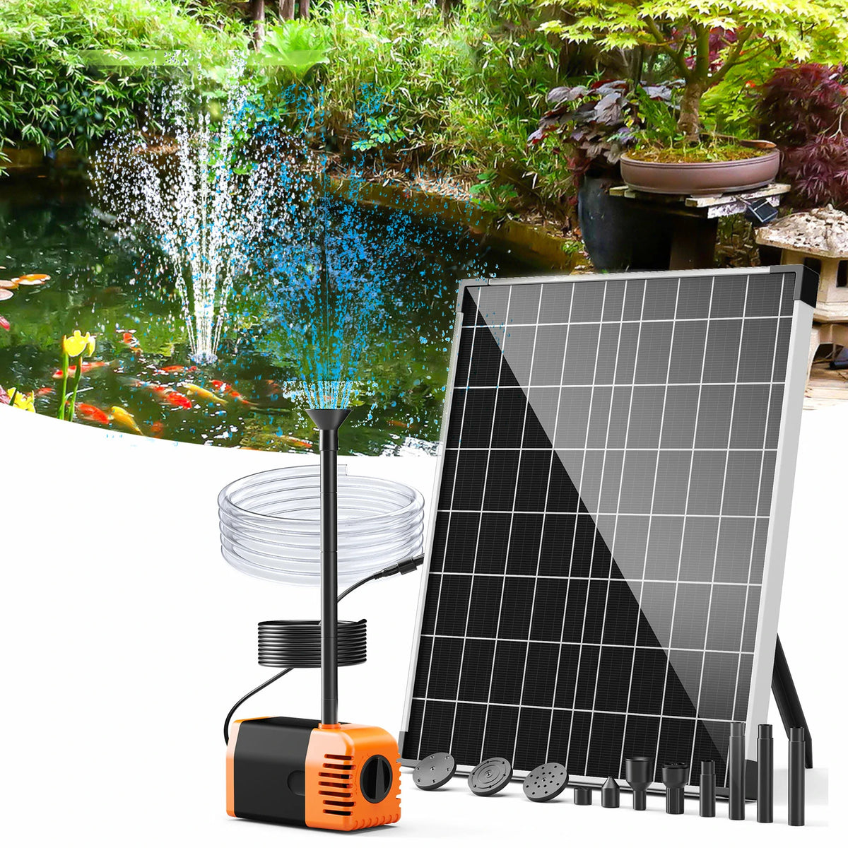30W 320GPH Solar Fountain Pump (Orange)