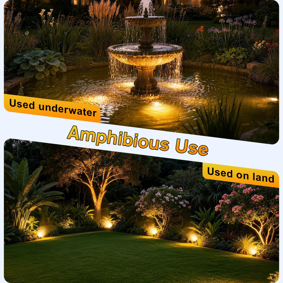 6-Head Warmwhite Underwater Electric Pond Lights with Memory Function