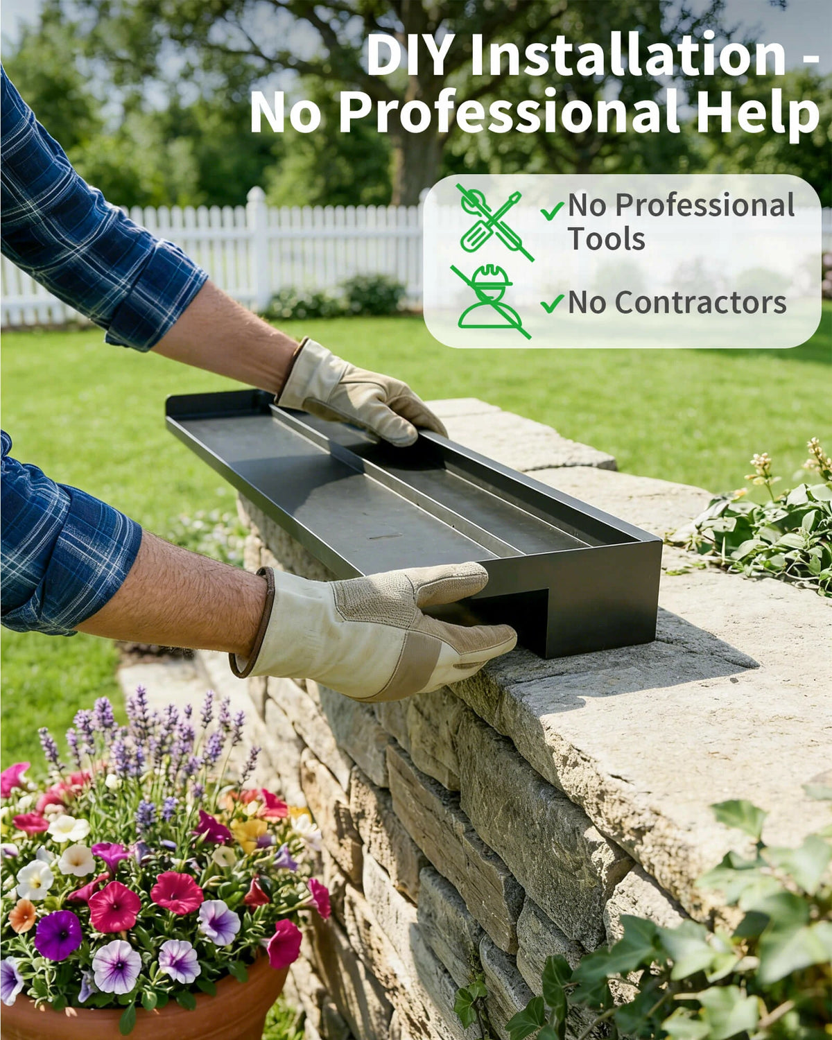 24" Electric Pondless Waterfall Kit with Light, 1600GPH
