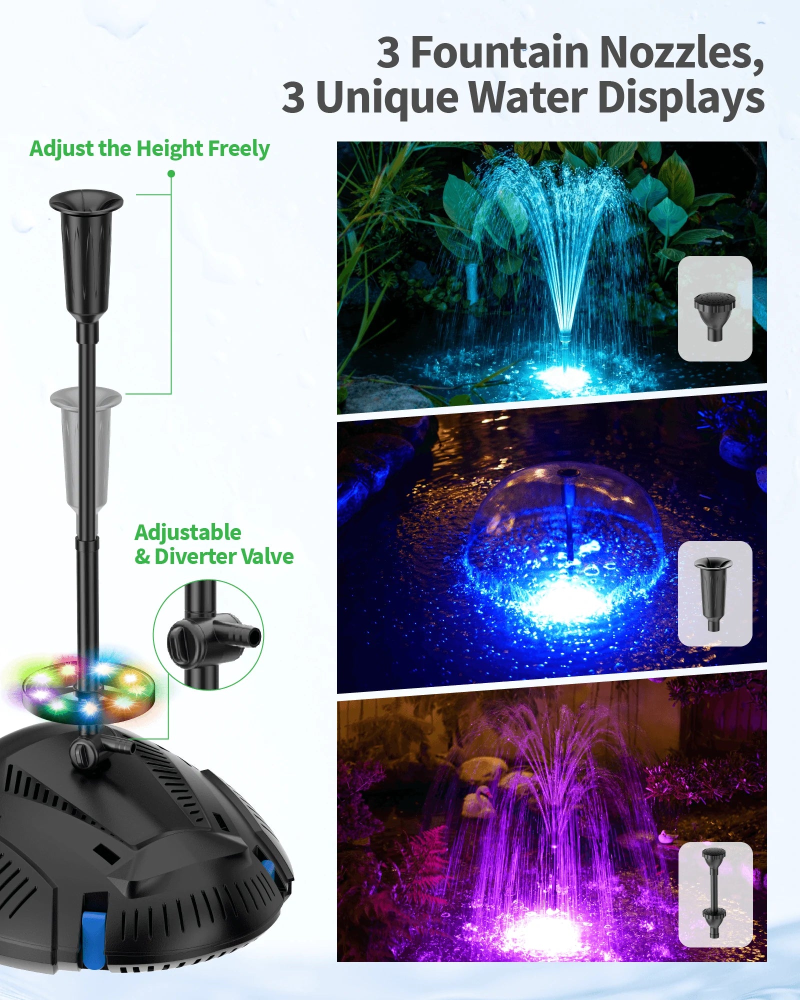 PF300 660GPH AC Pond Filter Fountain with Light