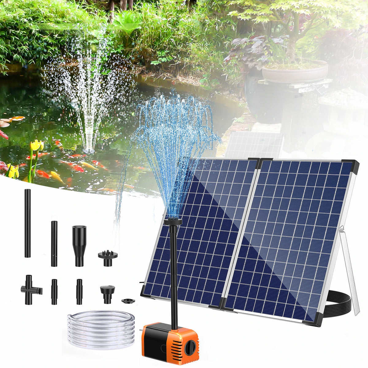 35W 340GPH Solar Fountain Pump (Orange)