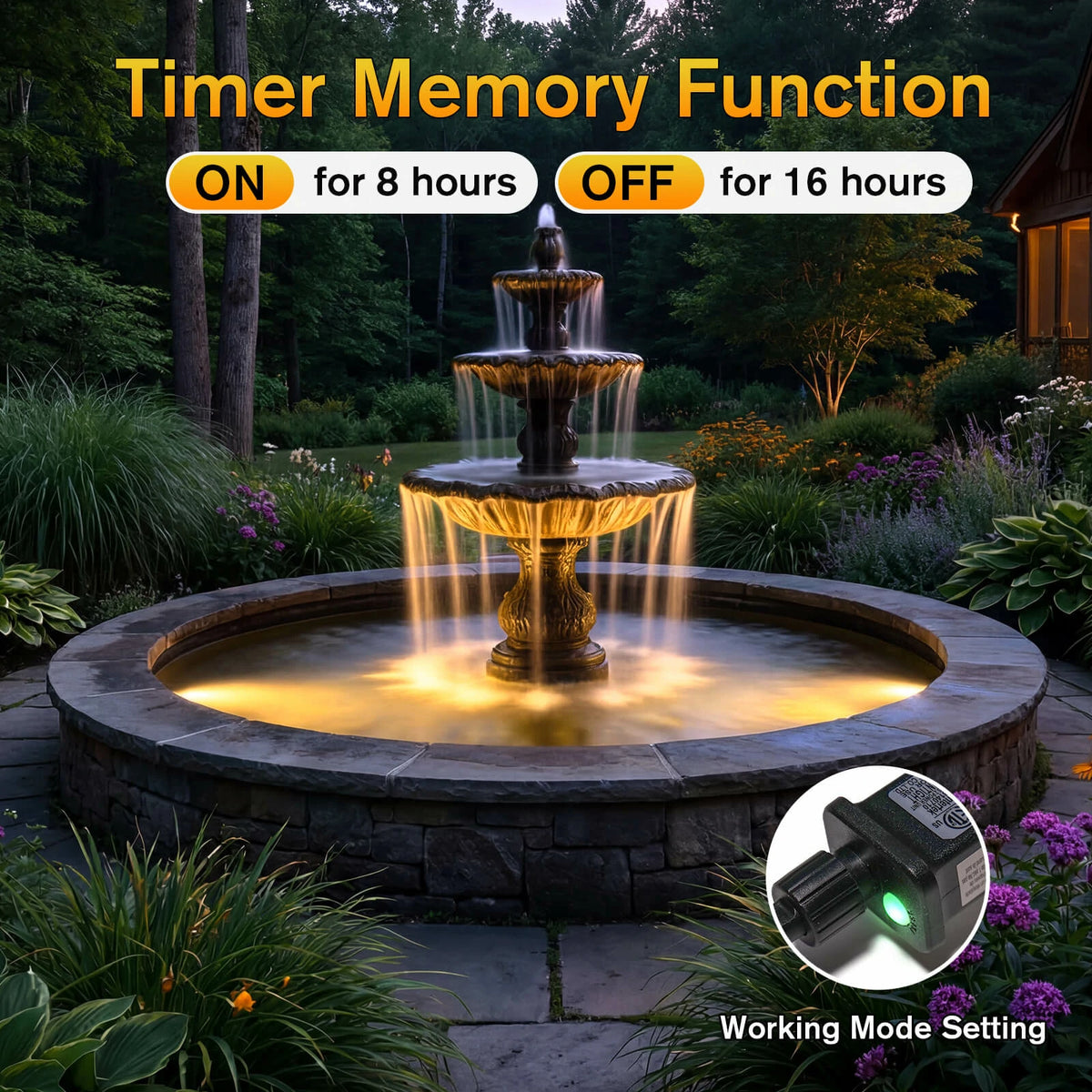 6-Head Warmwhite Underwater Electric Pond Lights with Memory Function