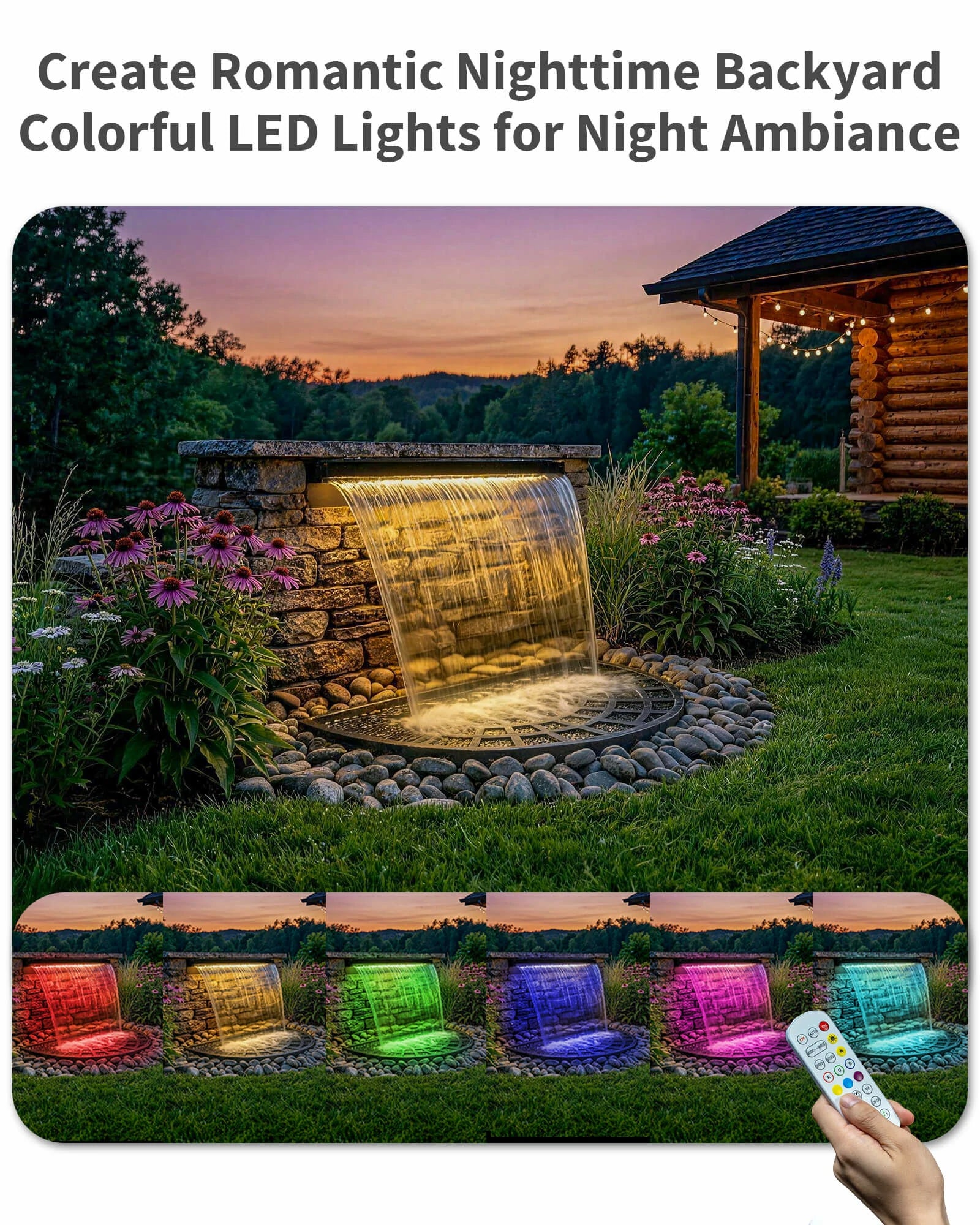 24" Electric Pondless Waterfall Kit with Light, 1600GPH