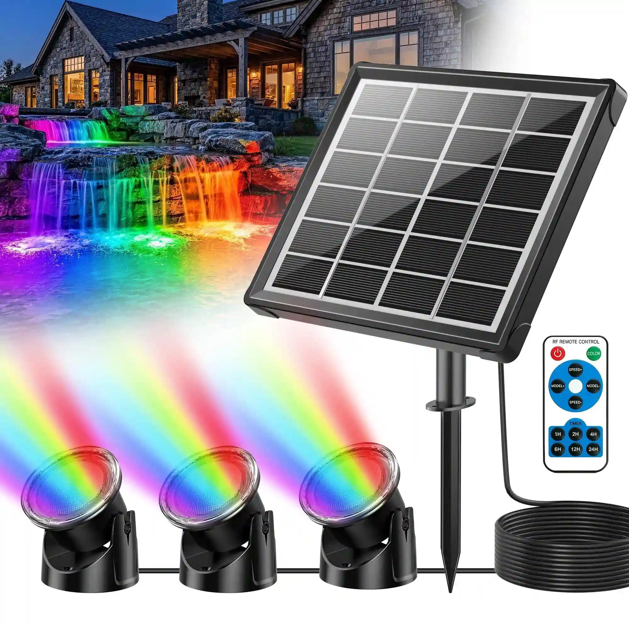 4W Colored Solar Underwater Lights with 3 Heads