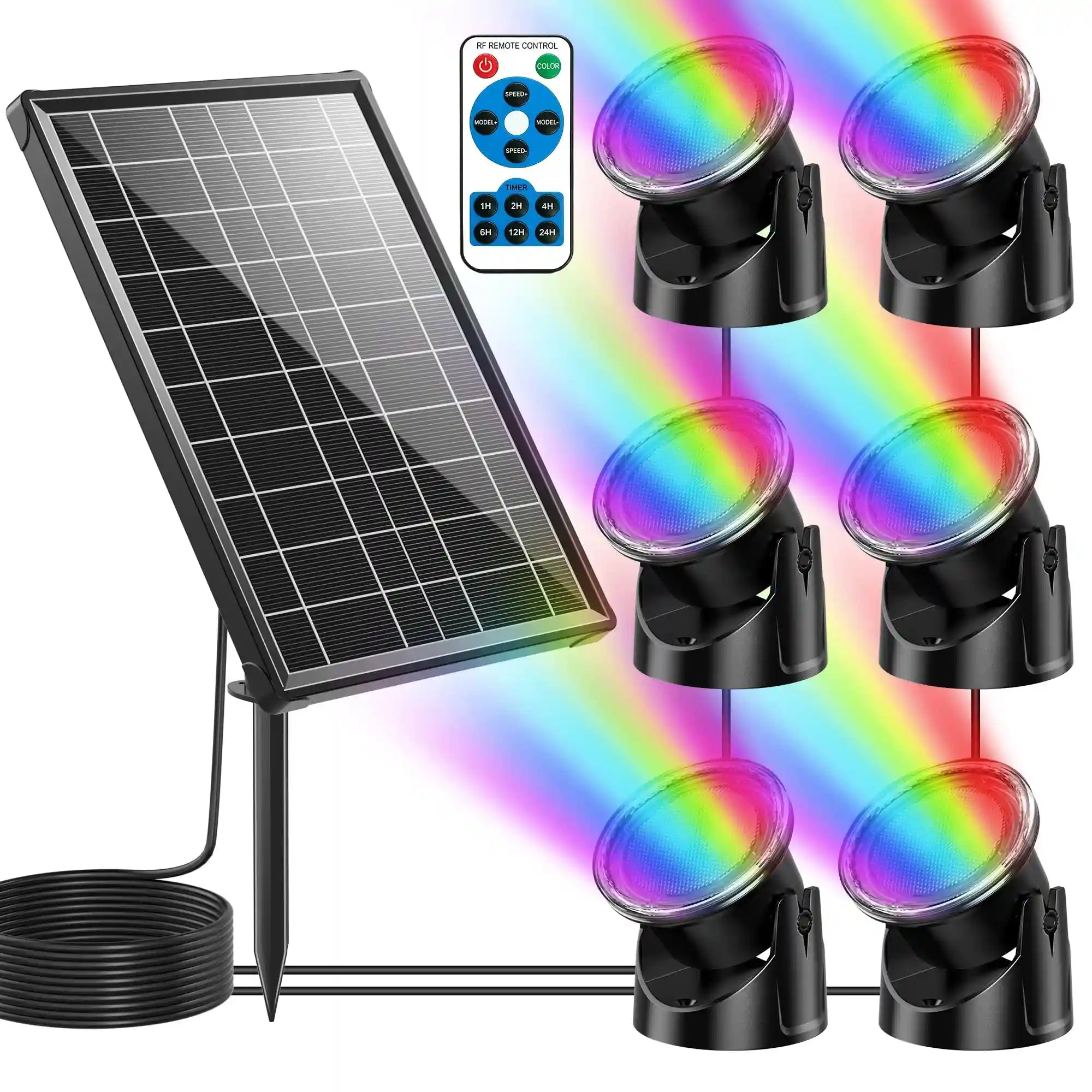 8W Colored Solar Underwater Lights with 6 Heads