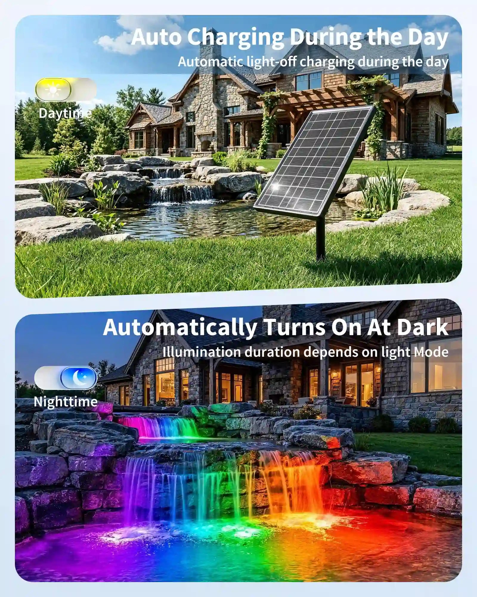 8W Colored Solar Underwater Lights with 6 Heads
