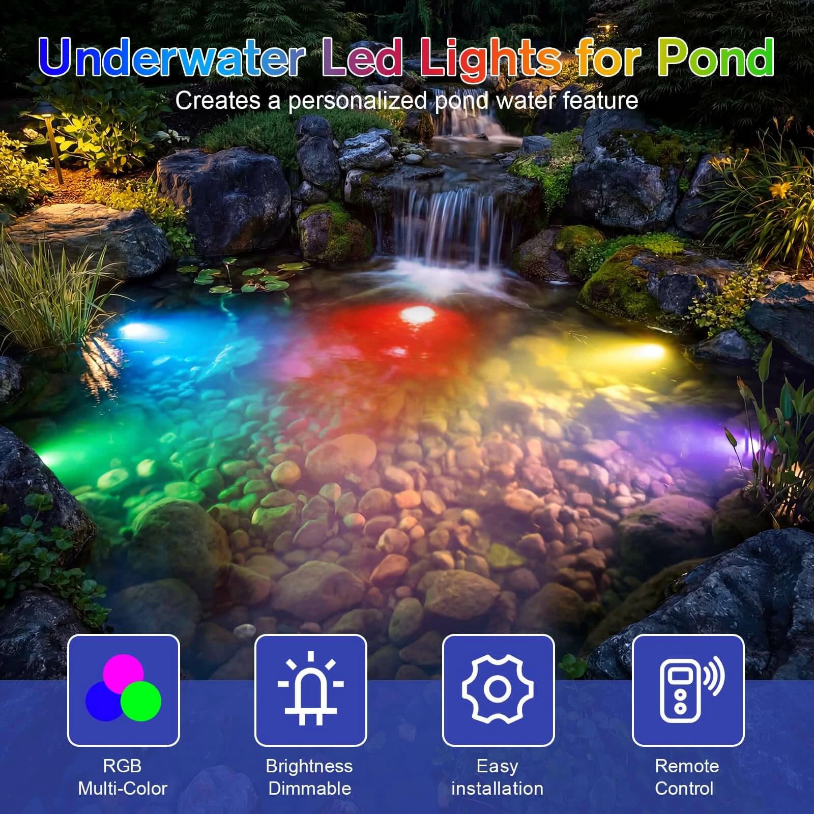 4-Head LED Colored Underwater Pond Lights