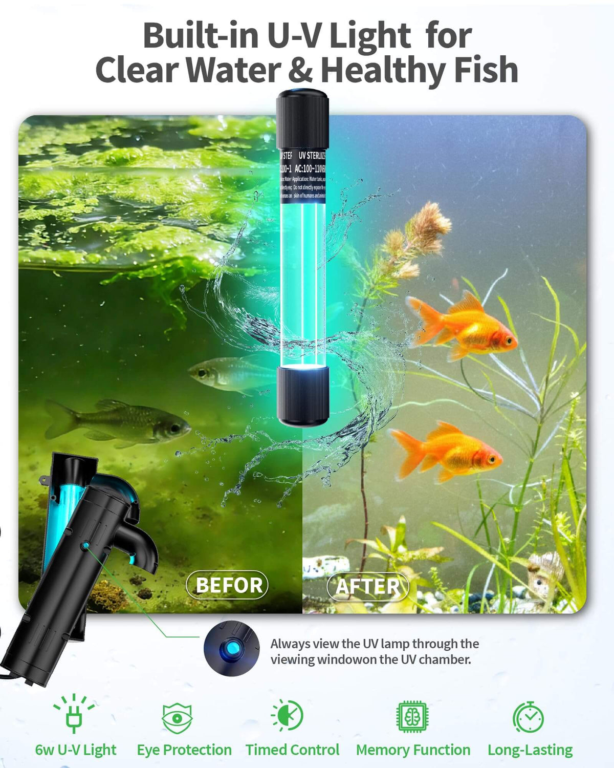 P2360D 40W 660GPH AC Pond Filter Fountain with Light