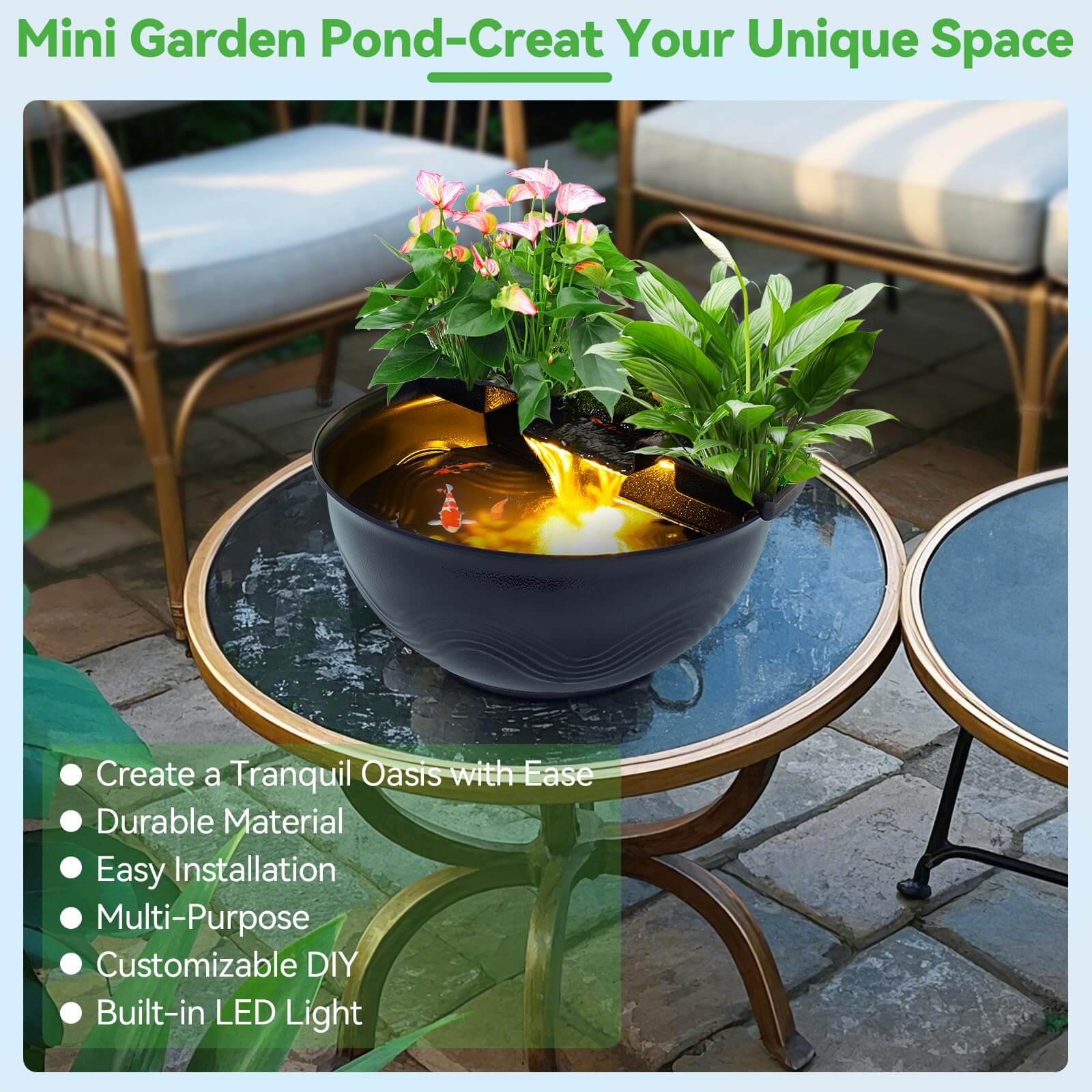 mini water fountain for desk,mini waterfall fountain,mini pond kit,mini waterfall for bedroom