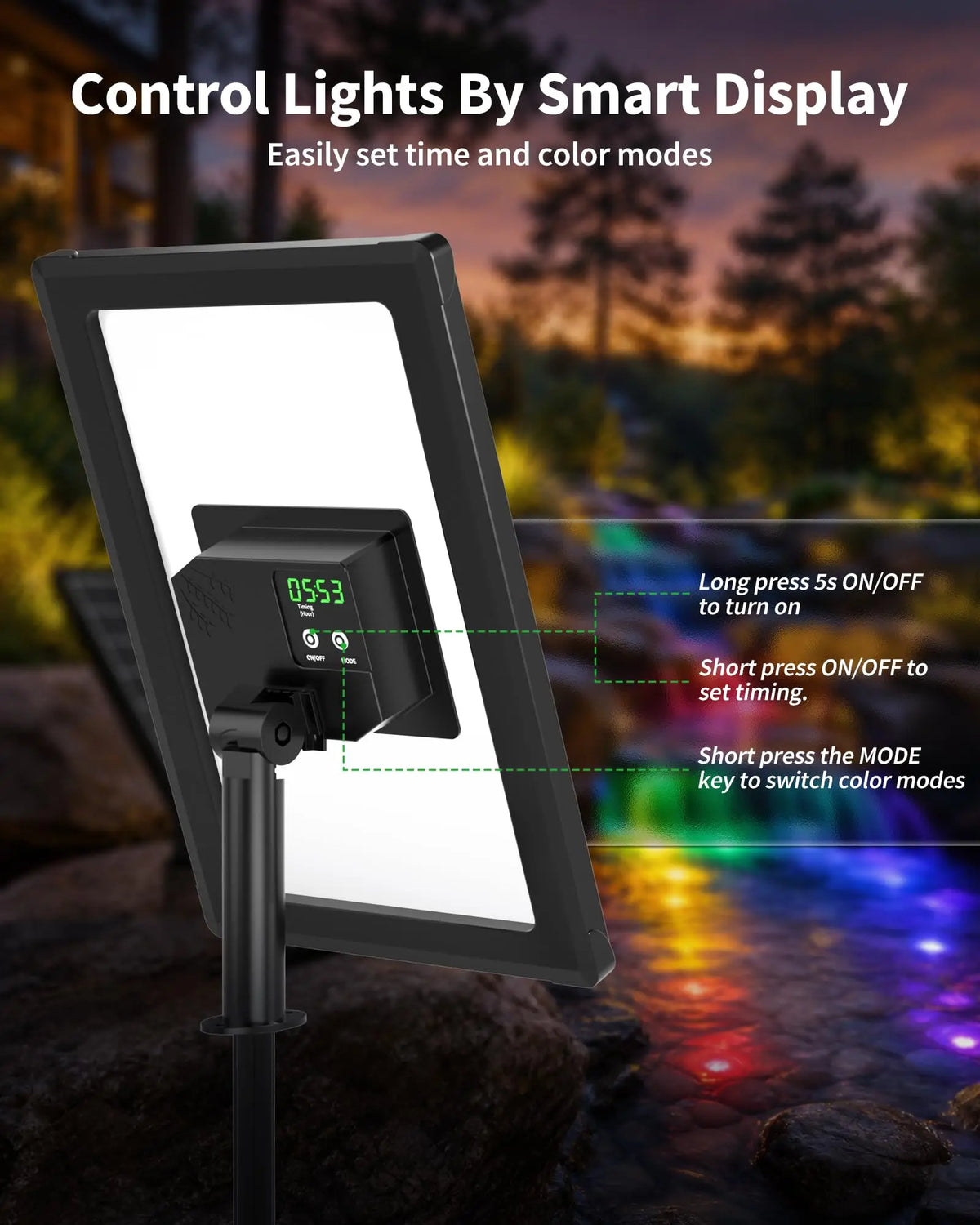 8W Colored Solar Underwater Lights with 6 Heads