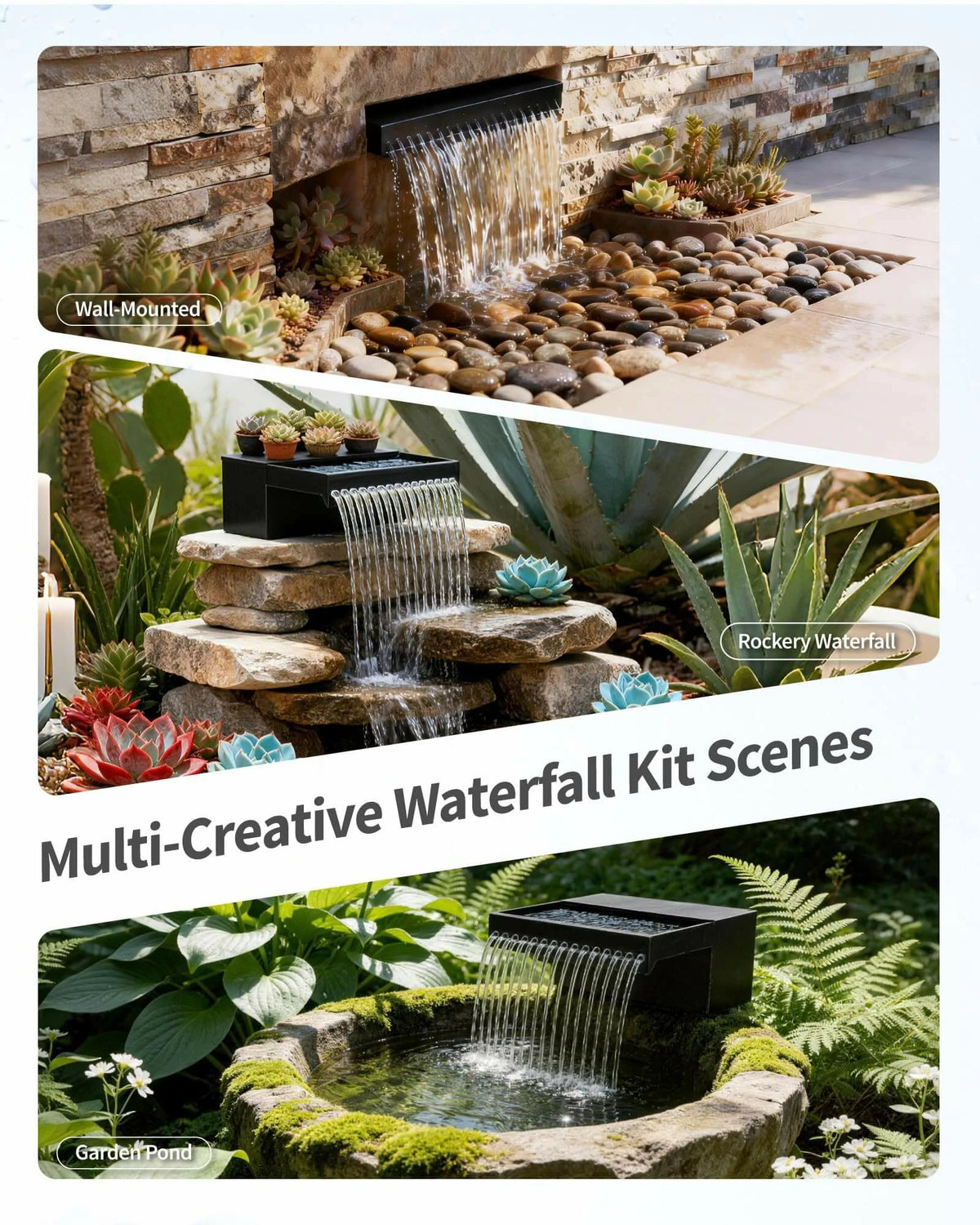 70W 680GPH Solar Waterfall Pump Kit with 12" Spray Spillway