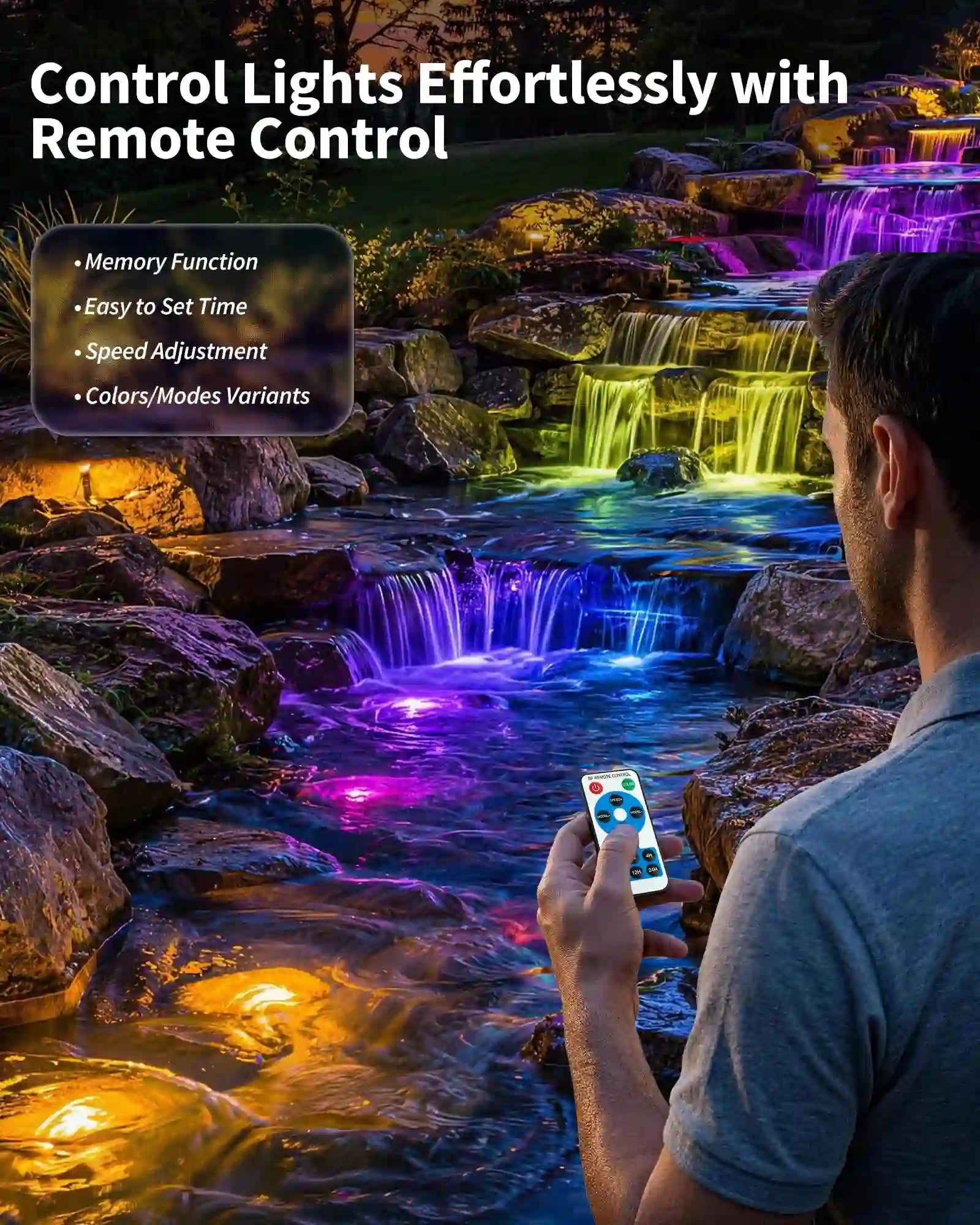 8W Colored Solar Underwater Lights with 6 Heads