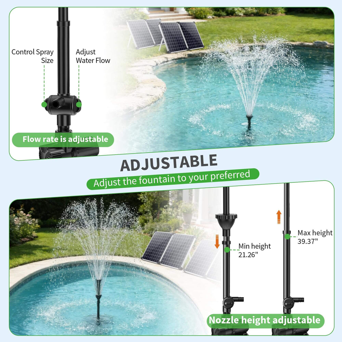 120W 1600GPH Solar Water Fountain Pump