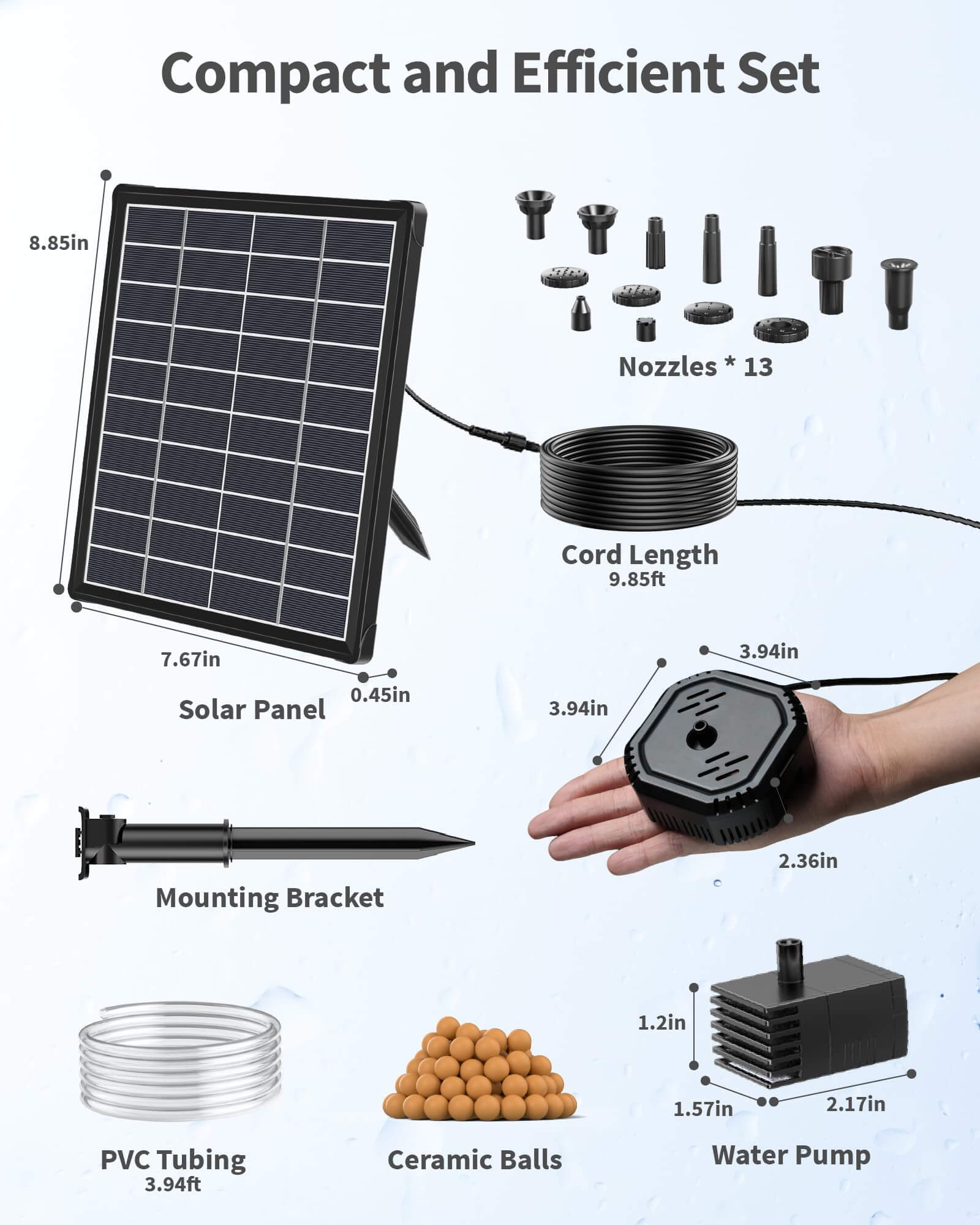 P3065D 6.5W 60GPH Solar Pond Filter Fountain with Battery