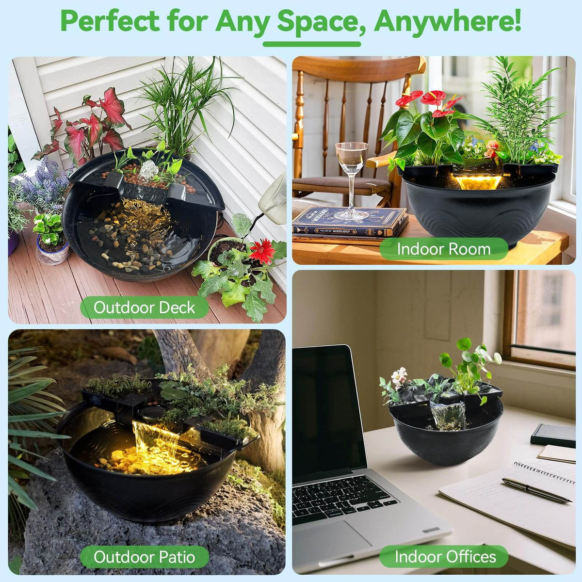 mini water fountain for desk,mini waterfall fountain,mini pond kit,mini waterfall for bedroom