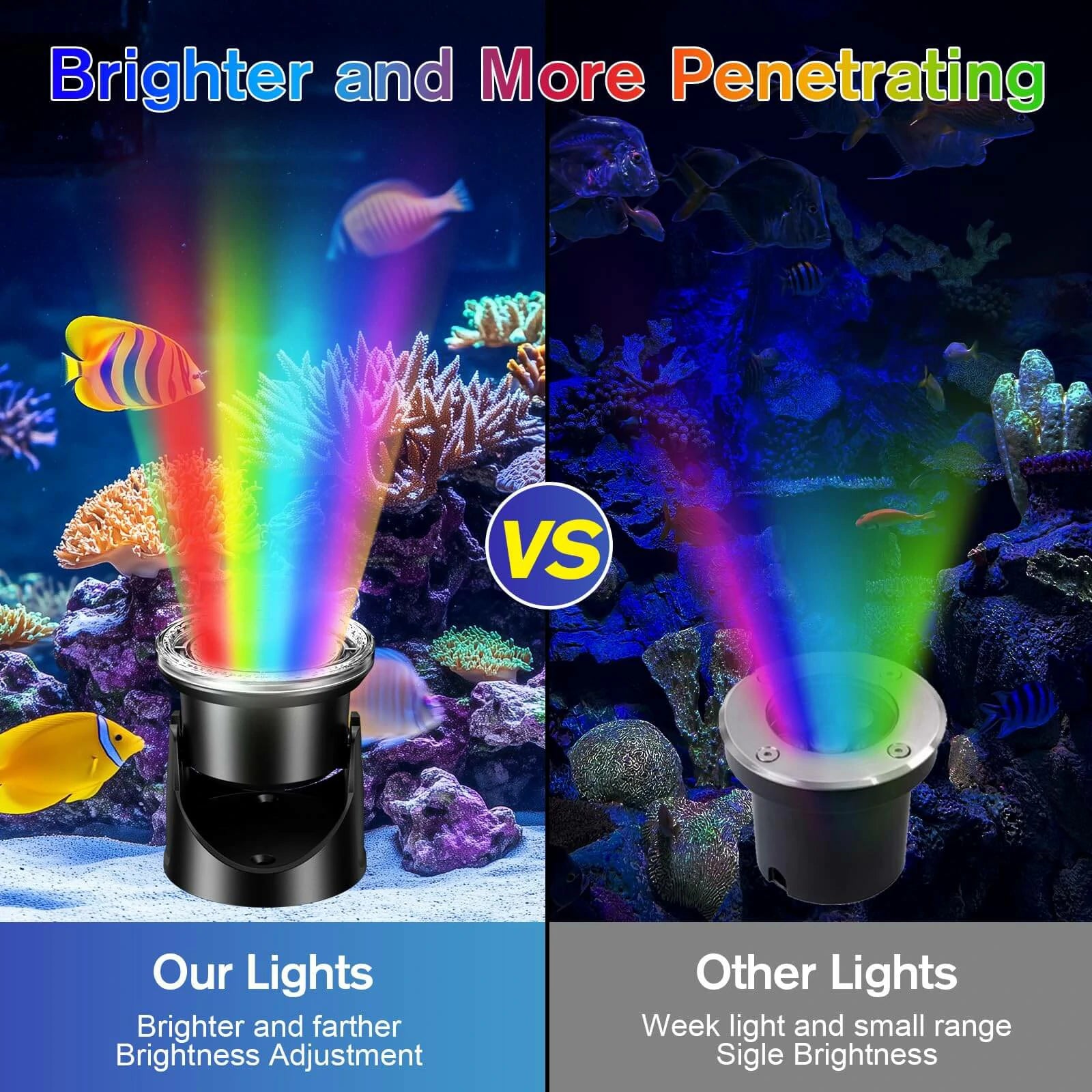 6-Head Colored Underwater Pond Lights Brighter