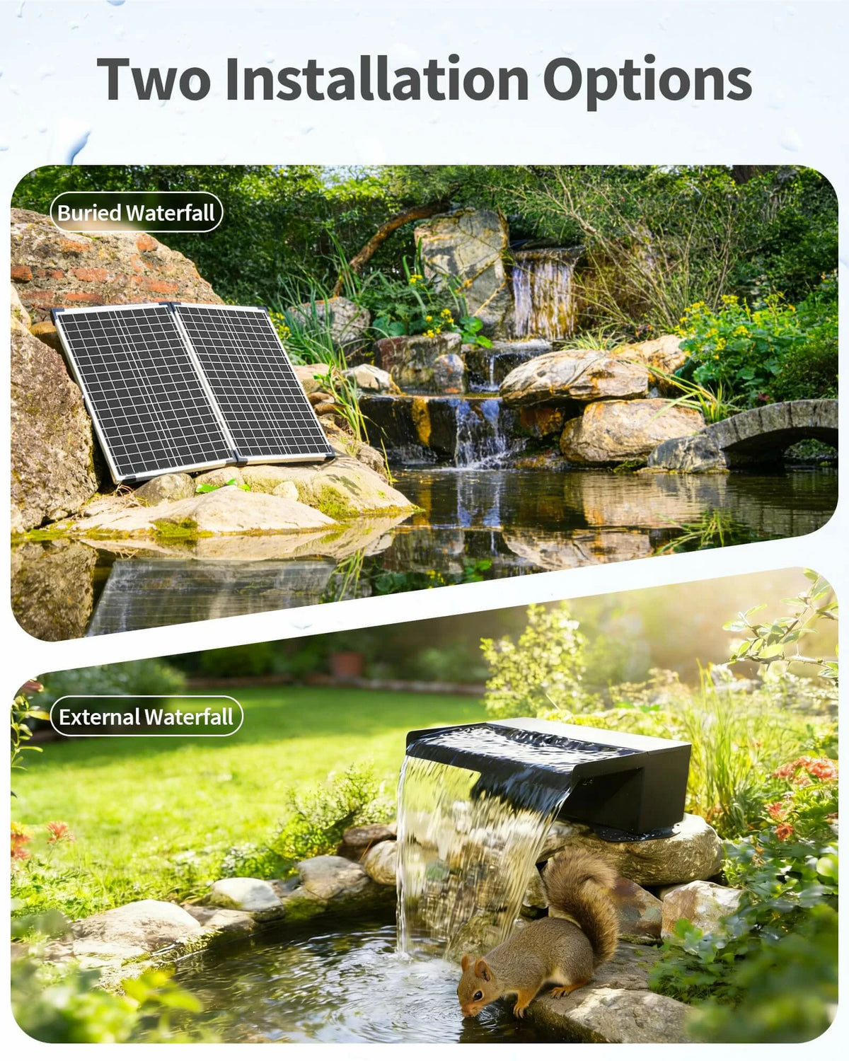 70W 680GPH Solar Waterfall Pump Kit with 12" Spillway