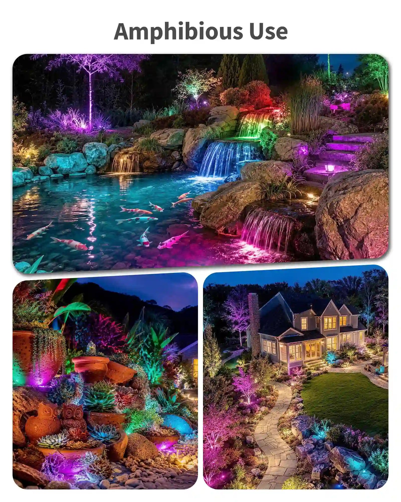 4W Colored Solar Underwater Lights with 3 Heads
