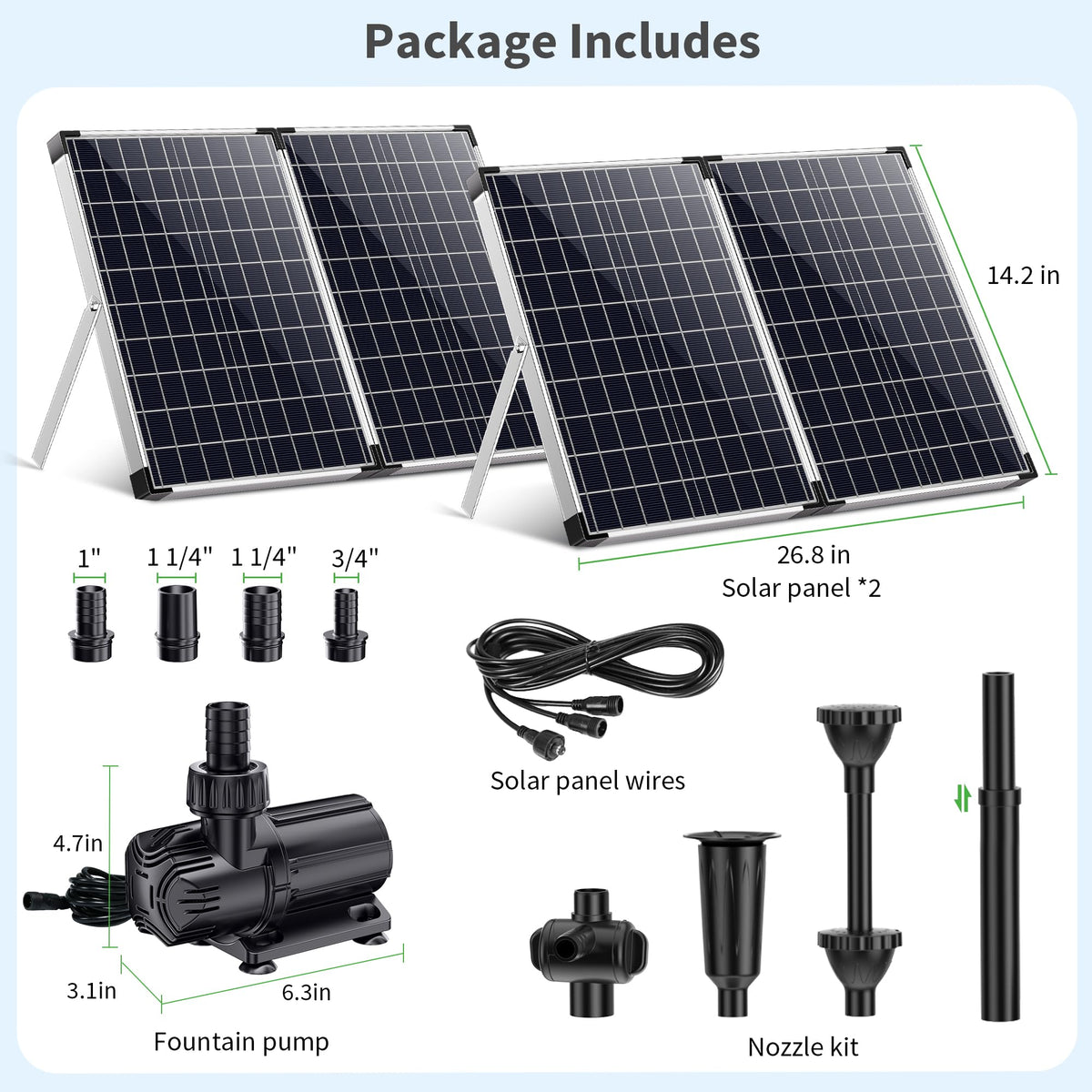 100W 1200GPH Solar Water Fountain Pump