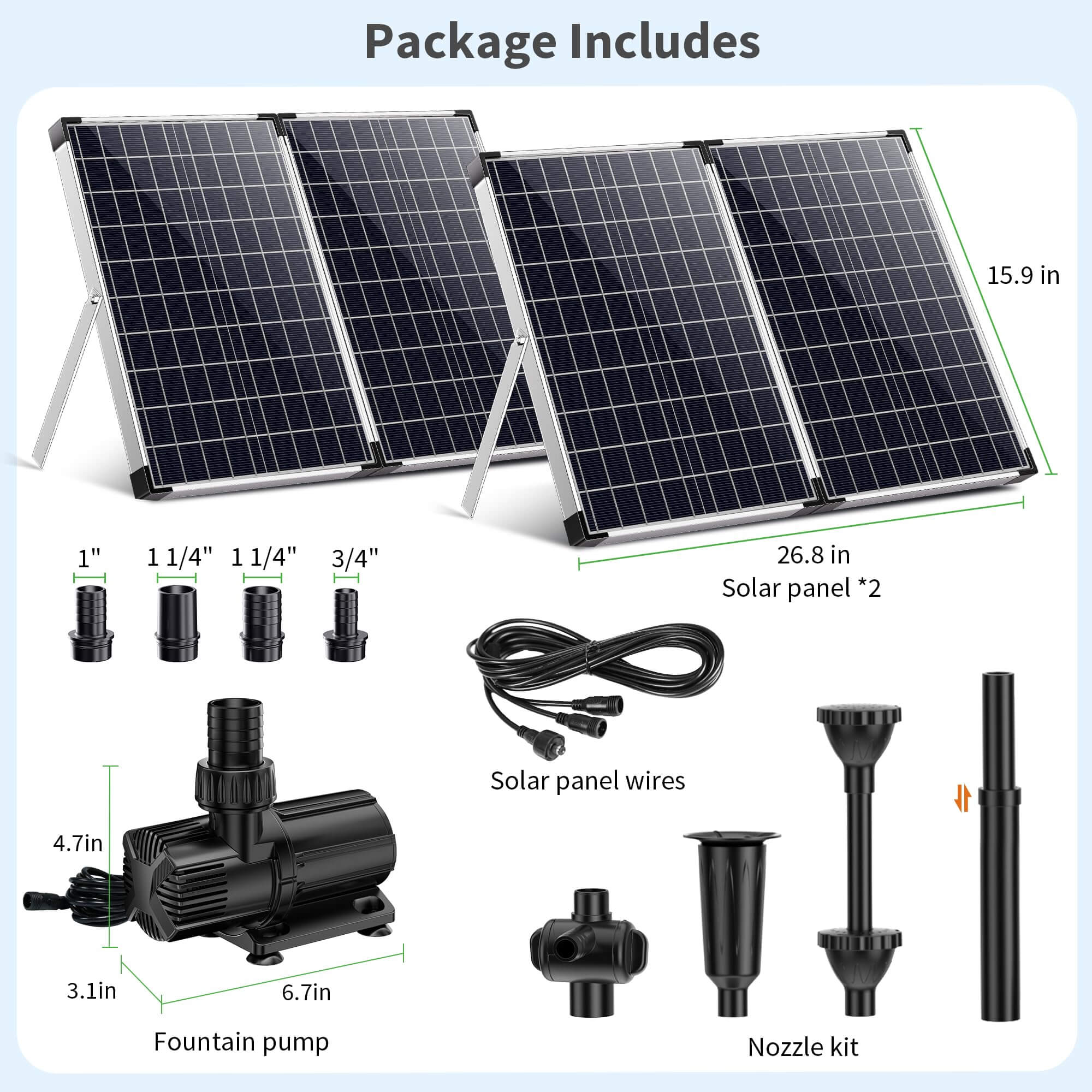 120W 1600GPH Solar Water Fountain Pump