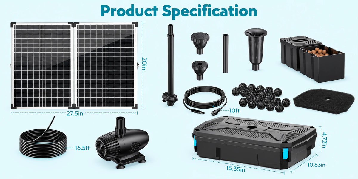 solar power pond filter speification