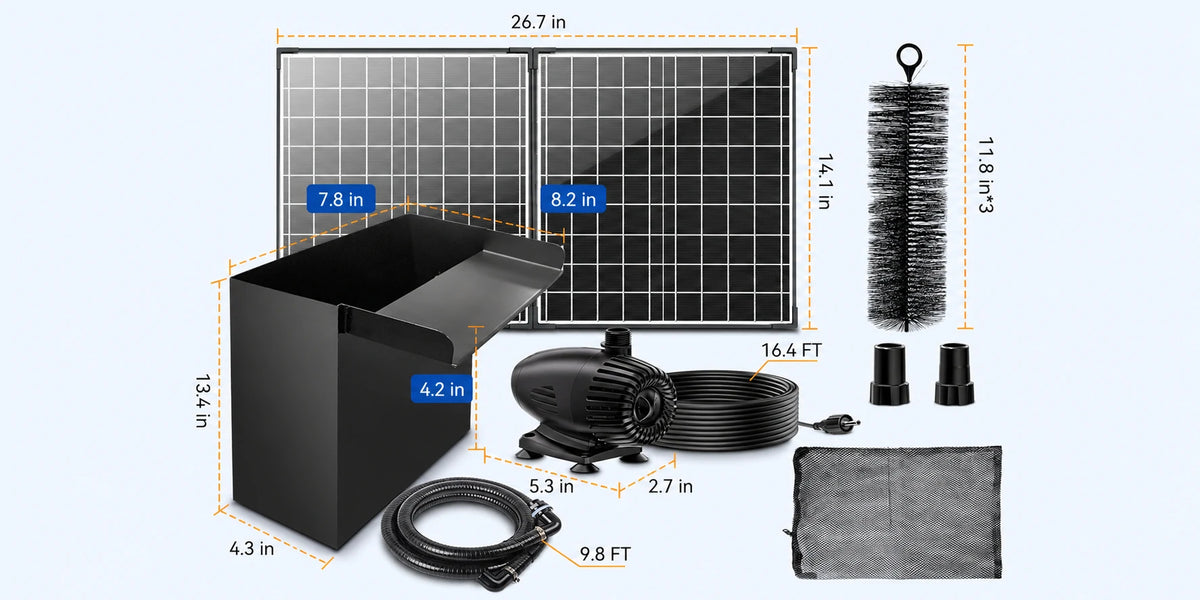 solar powered outdoor waterfall package