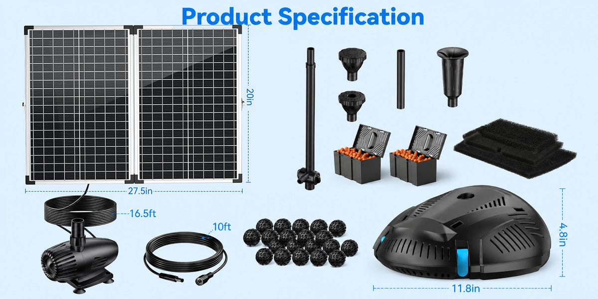 solar powered pond filter pump specification