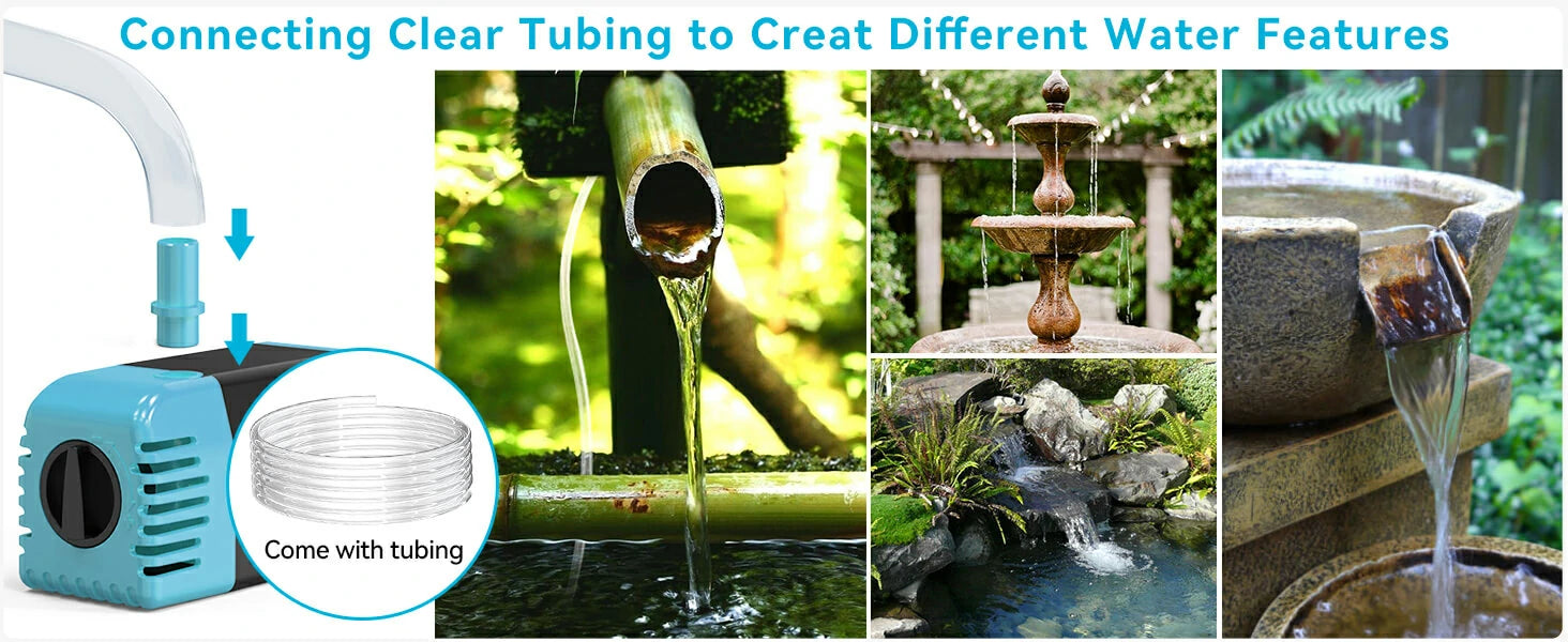 solar pump water fountain tubing