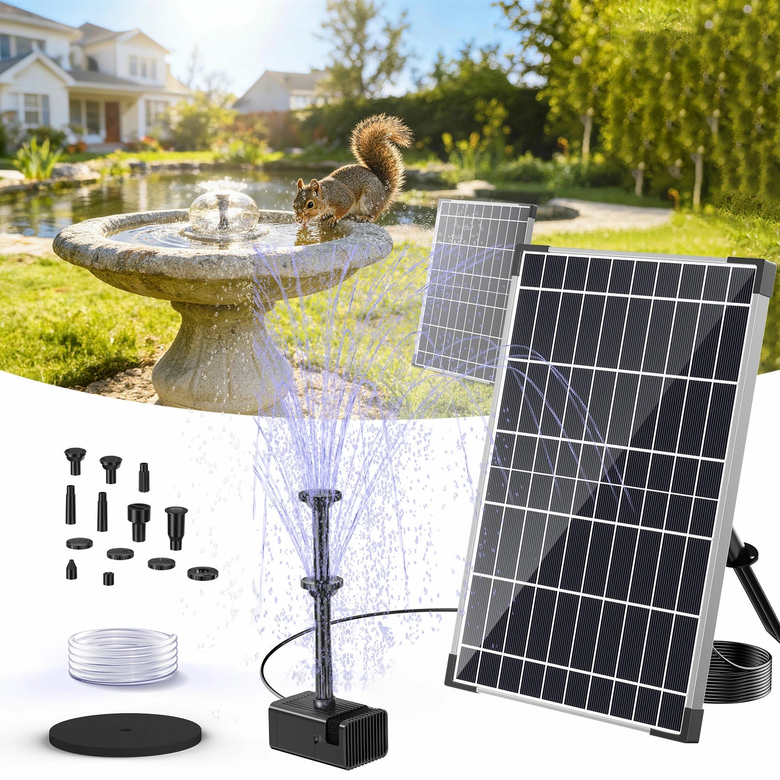 12W Solar Fountain Pump with Battery
