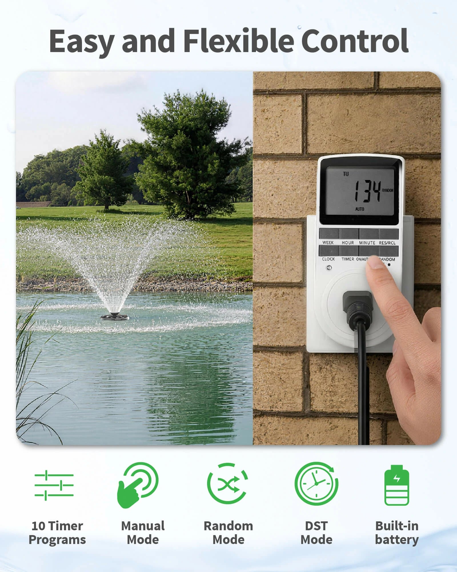 8000GPH Floating Pond Fountain Aerator with Smart Timer