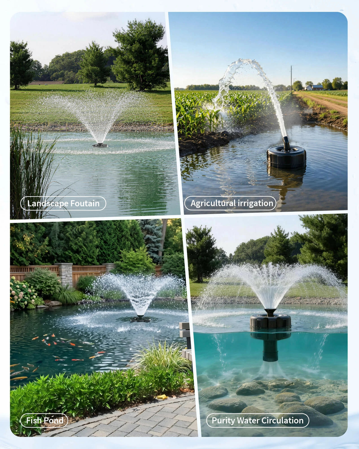 8000GPH Floating Pond Fountain Aerator with Smart Timer