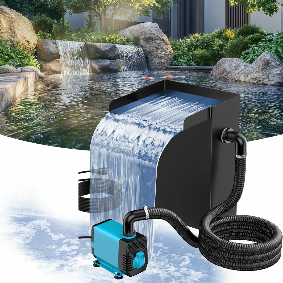 660GPH Waterfall Pump Kit with 8"x13.4" Spillway