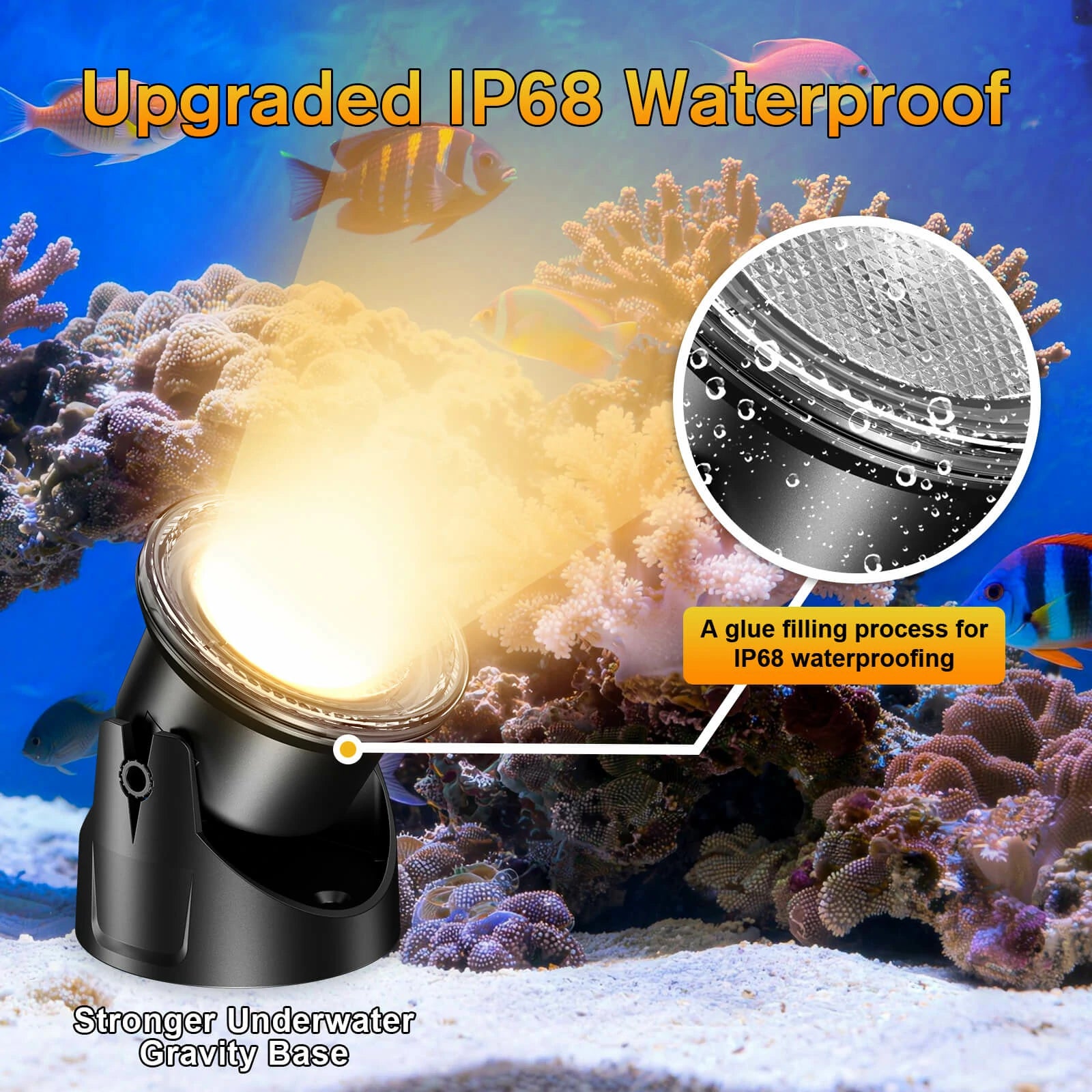 6-Head Warmwhite Underwater Electric Pond Lights with Memory Function