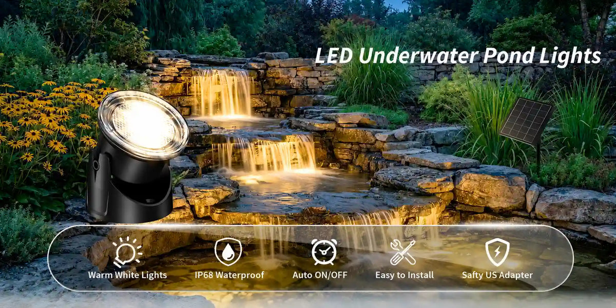 3_heads_solar_power_pond_lights