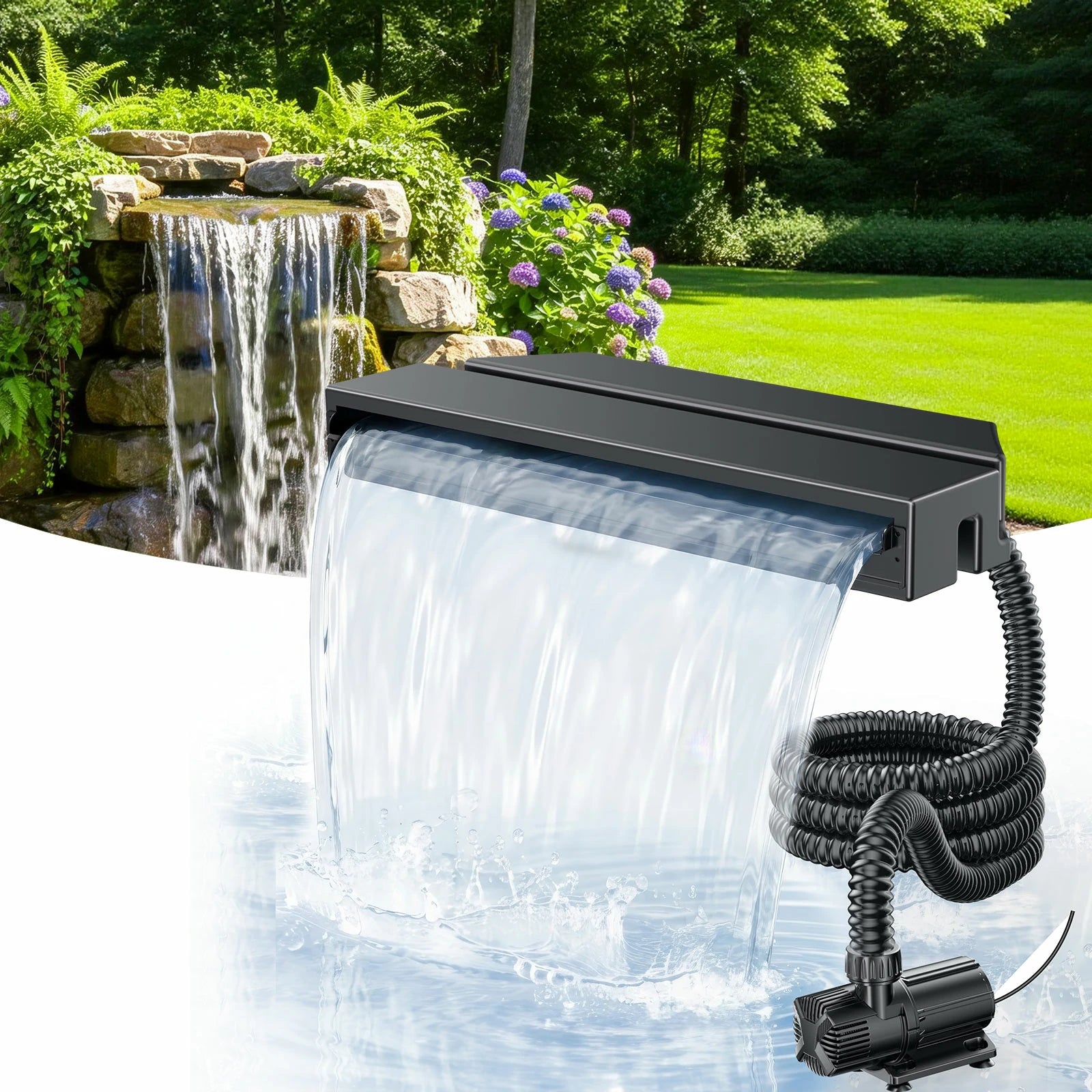 1200GPH Waterfall Pump Kit with 12" Waterfall Spillway