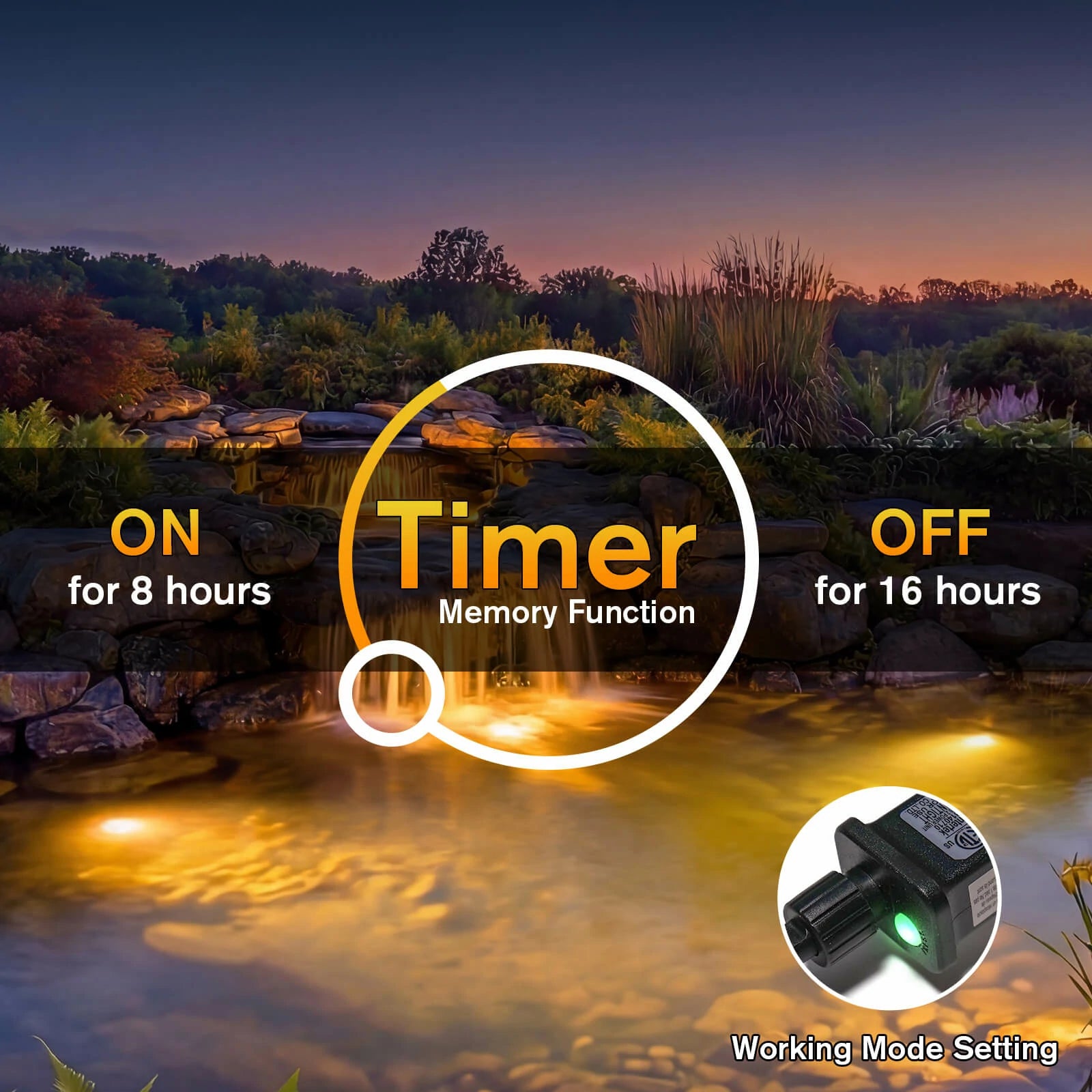 6-Head Warmwhite Underwater Electric Pond Lights with Memory Function