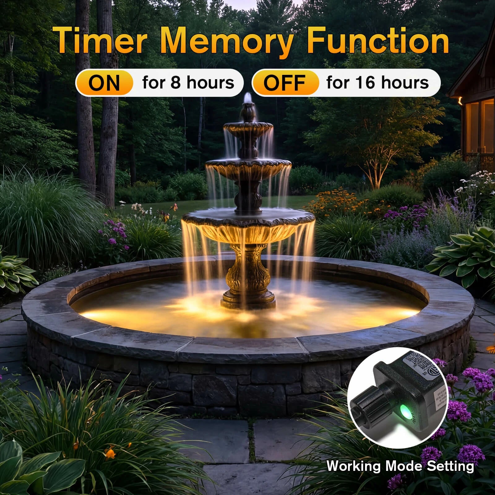 4-Head Warmwhite Underwater Pond Lights with timer function