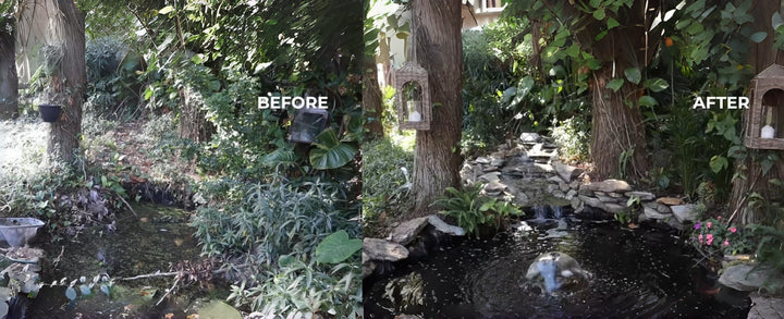 DIY pond makeover with a pond filter fountain