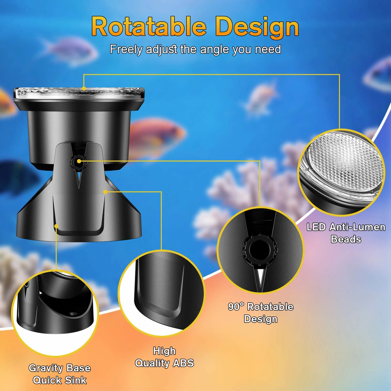 4-Head Warmwhite Underwater Pond Lights Rotatable