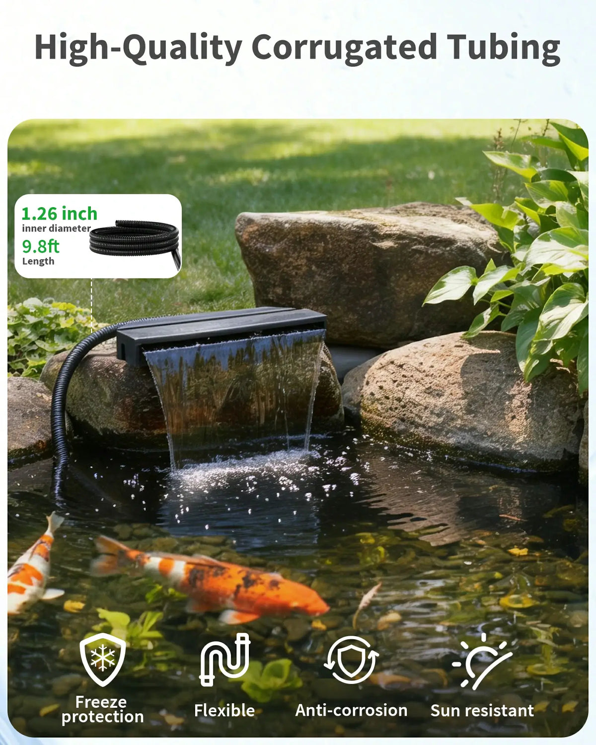 63W 1600GPH Waterfall Pump with 23" Waterfall Spillway