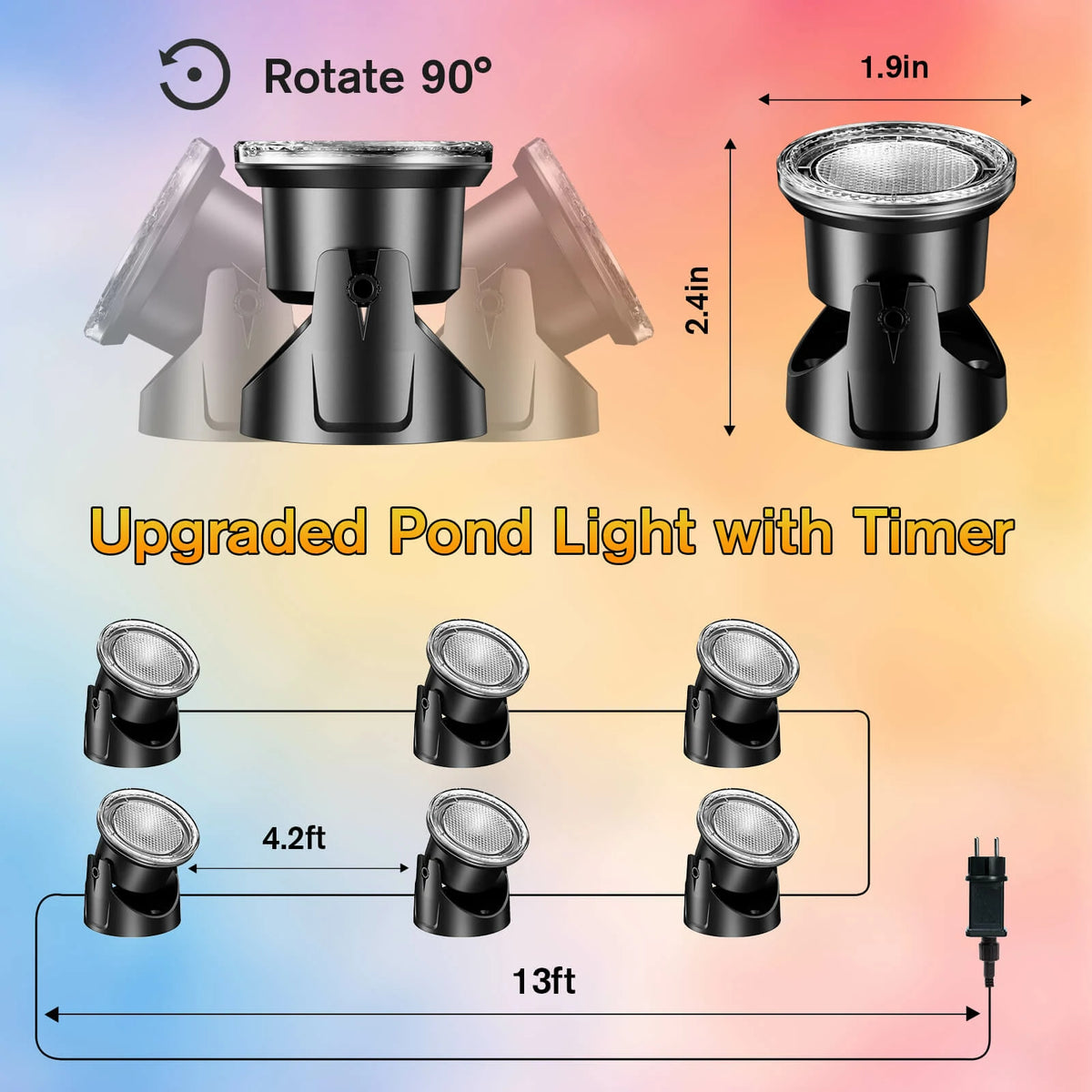 6-Head Warmwhite Underwater Electric Pond Lights with Memory Function