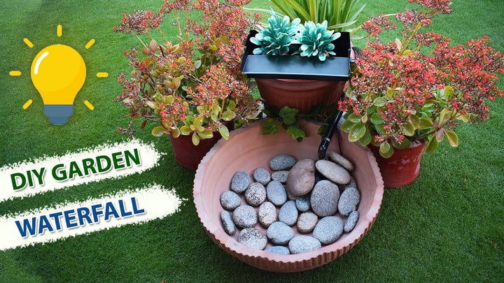DIY garden waterfall project for a backyard water feature
