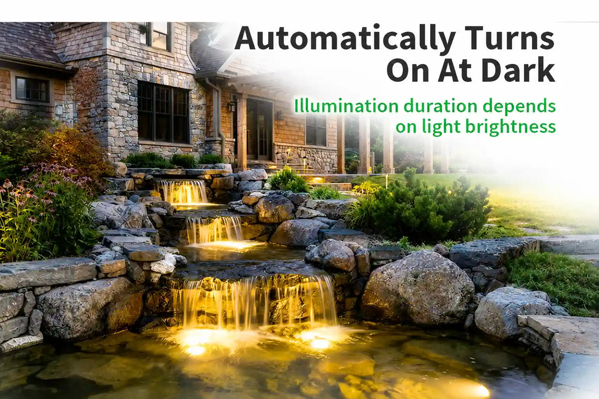 Auto‑on  solar pond led lights