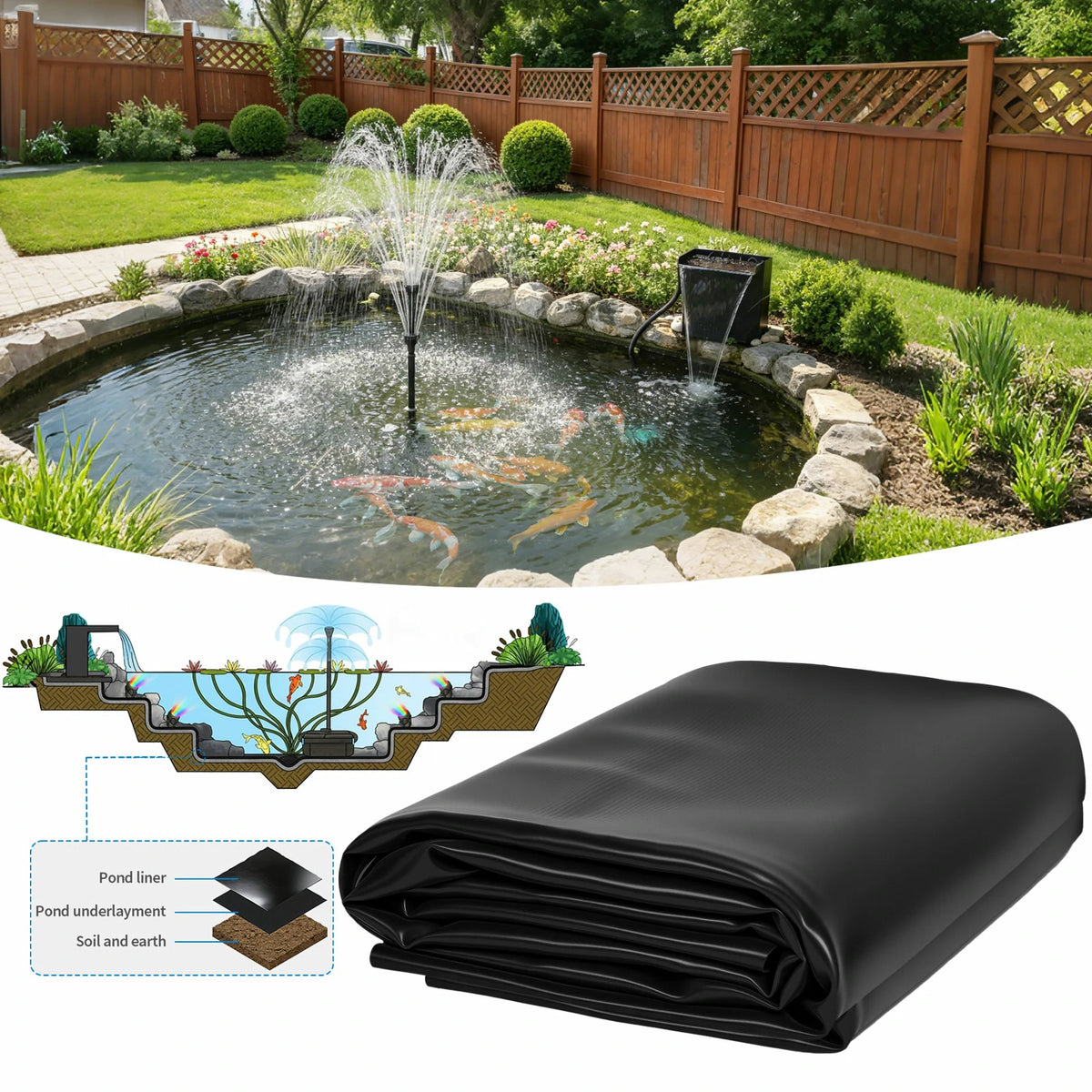 10' x 10' 45mil EPDM Pond Liner